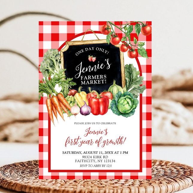 Farmer's Market Gender Neutral First Birthday  Invitation (Creator Uploaded)