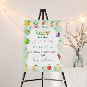 Farmers Market Gingham Baby Shower Welcome Sign