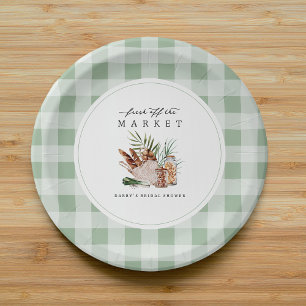 Farmers Market Gingham Bridal Shower Paper Plates
