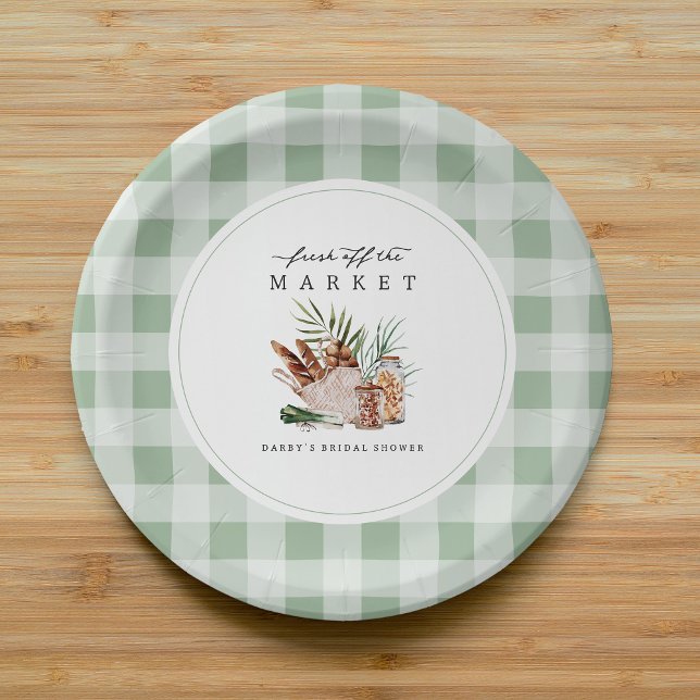 Farmers Market Gingham Bridal Shower Paper Plates (Creator Uploaded)
