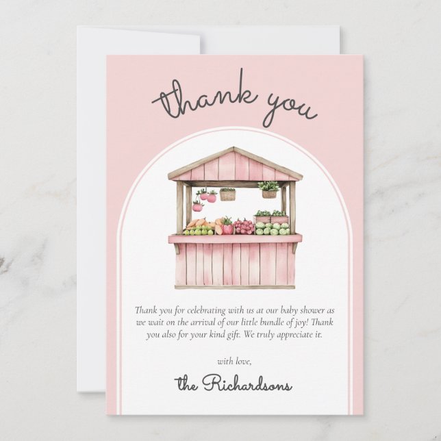 Farmers Market Girl Baby Shower Thank You Card (Front)