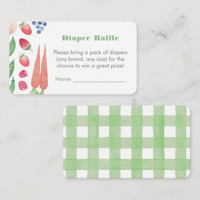 Farmers Market Green Baby Shower Diaper Raffle Enclosure Card (Front/Back)