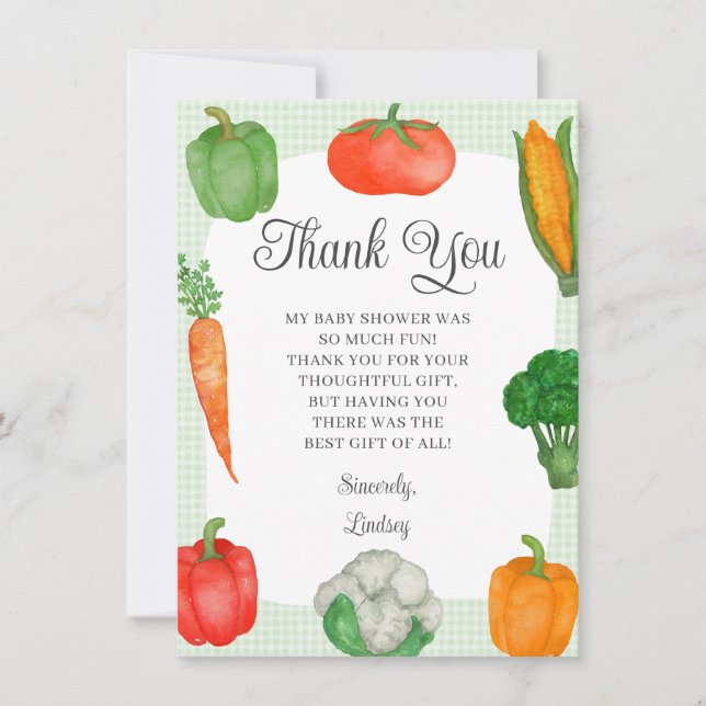 Farmers Market Green Baby Shower Thank You Card (Front)
