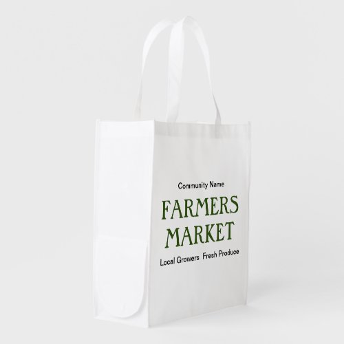 Farmers Market Green Black and White Shopping Bag