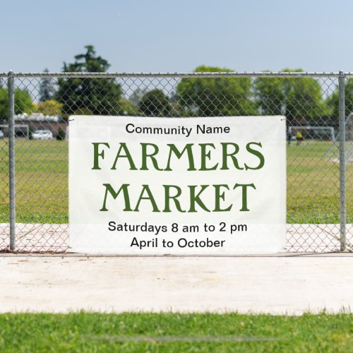 Farmers Market Green Black White Name and Schedule Banner