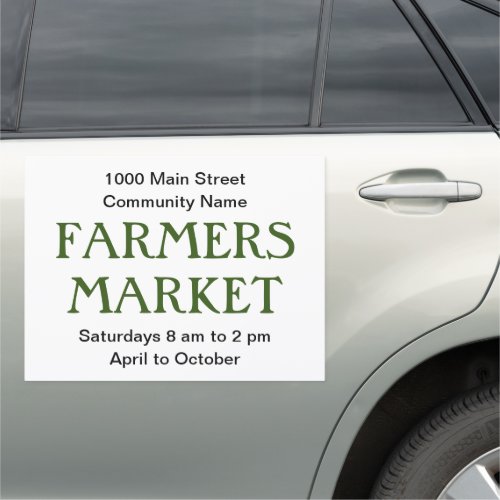 Farmers Market Green White Name Location Schedule Car Magnet