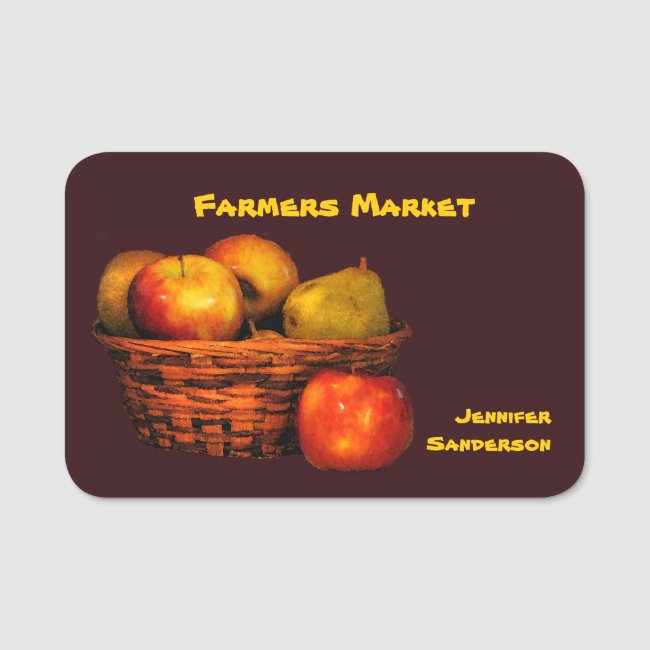 Farmers Market Grocery Health Food Store Name Tag