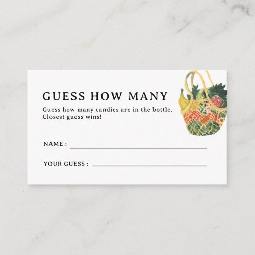 Farmers Market Guess How Many Baby Shower Games Enclosure Card