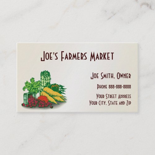 Farmers Market Health Food Business Card