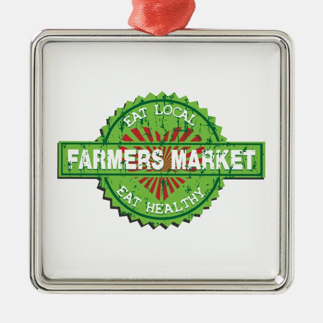 Farmers Market Heart Metal Ornament (Front)