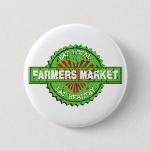 Farmers Market Heart Pinback Button