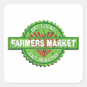 Farmers Market Heart Square Sticker