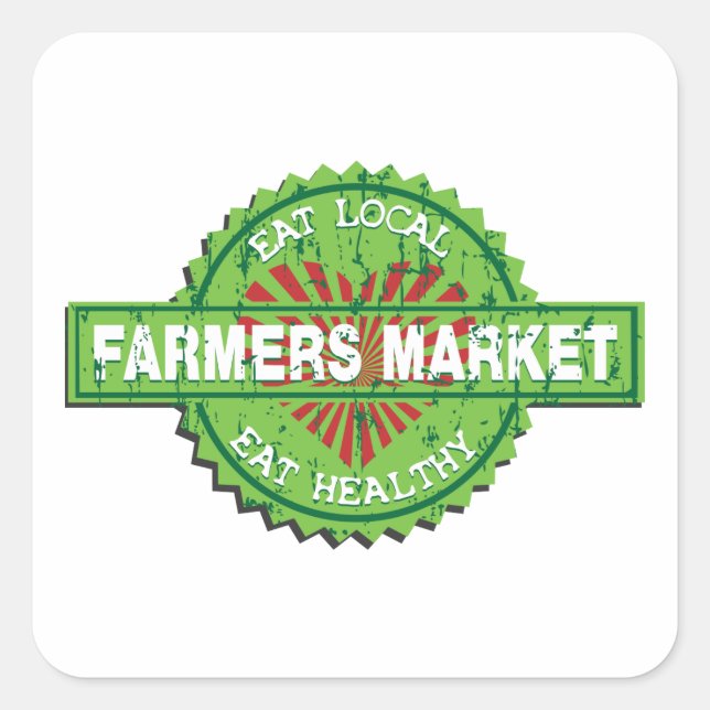 Farmers Market Heart Square Sticker (Front)