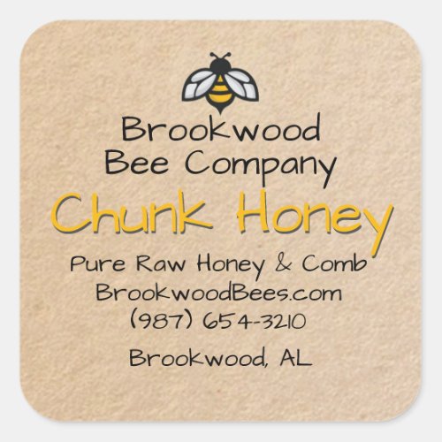 Farmers Market Homestyle Chunk Honey Label Bee