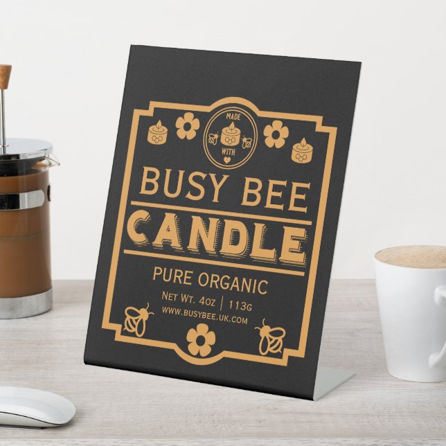 Farmers Market Honey Candles Pedestal Sign (In SItu)