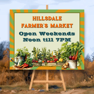 Farmers Market Hours Easel Sign