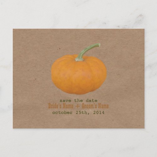 Farmers Market Inspired Save The Date  Pumpkin Announcement Postcard