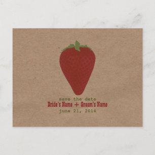 Farmers Market Inspired Save The Date Strawberry Announcement Postcard