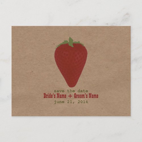 Farmers Market Inspired Save The Date  Strawberry Announcement Postcard