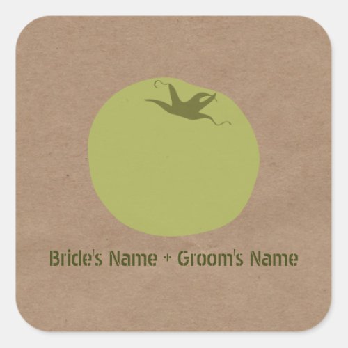 Farmers Market Inspired Wedding  Green Tomato Square Sticker