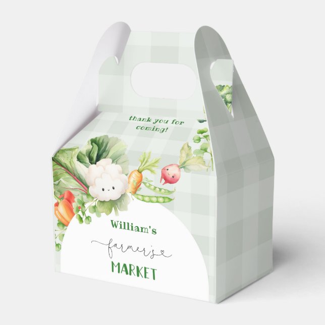 Farmers market kids birthday party favor boxes (Front Side)