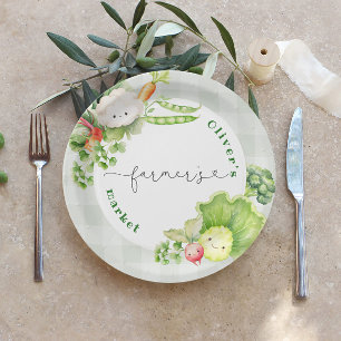 Farmers market kids birthday party paper plates