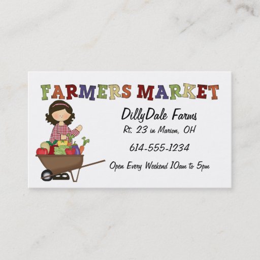 Customizable Farmers Market Lady Veggies Business Card