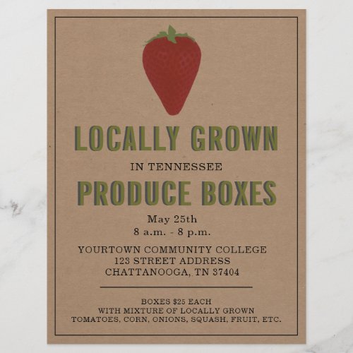 Farmers Market Local Produce Strawberry Flyer