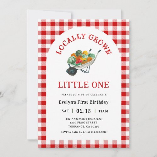 Farmers Market Locally Grown 1st Birthday Party Invitation