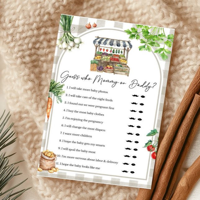 Farmers Market Locally Grown Baby Guess Who Game (Farmers Market Baby Shower Guess who Mommy or Daddy Game)