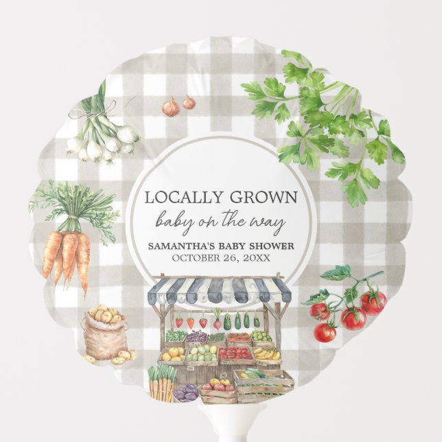 Farmers Market Locally Grown Baby Shower Balloon (Front)
