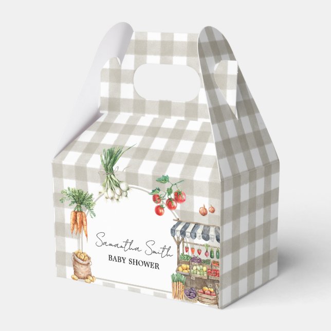 Farmers Market Locally Grown Baby Shower Favor Boxes (Front Side)