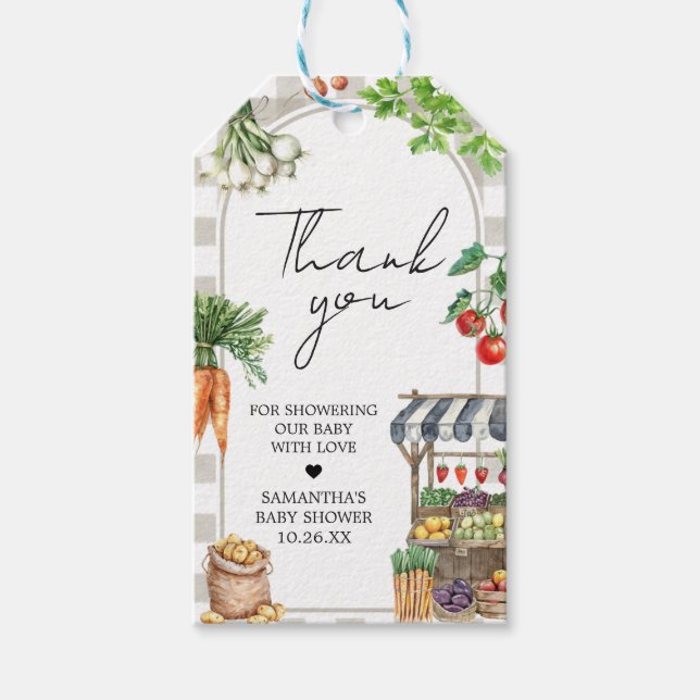 Farmers Market Locally Grown Baby Shower Favor Tag (Front)