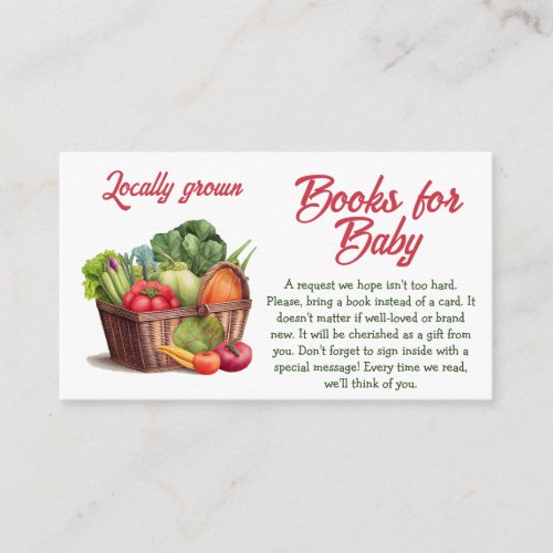 Farmers Market Locally Grown Baby Shower Game Enclosure Card
