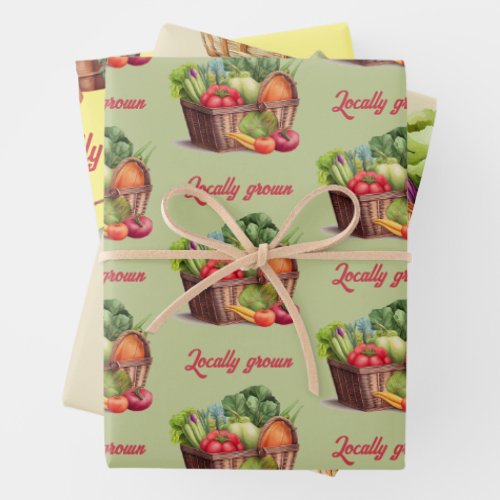 Farmers Market Locally Grown Baby Shower Gift Wrapping Paper Sheets