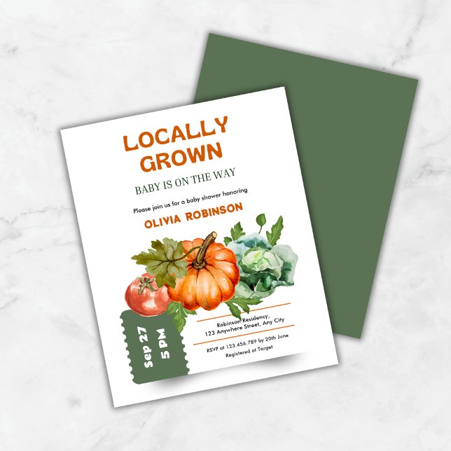 Farmers Market Locally Grown Baby Shower Invite  (Budget Farmers Market Locally Grown Baby Shower Invitation   )