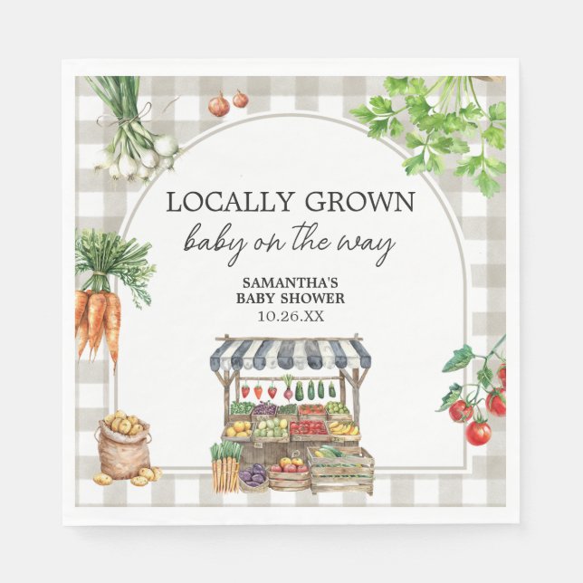 Farmers Market Locally Grown Baby Shower Napkins (Front)
