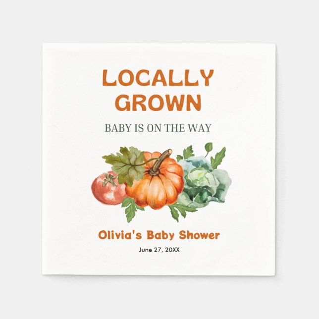 Farmers Market Locally Grown Baby Shower  Napkins (Front)