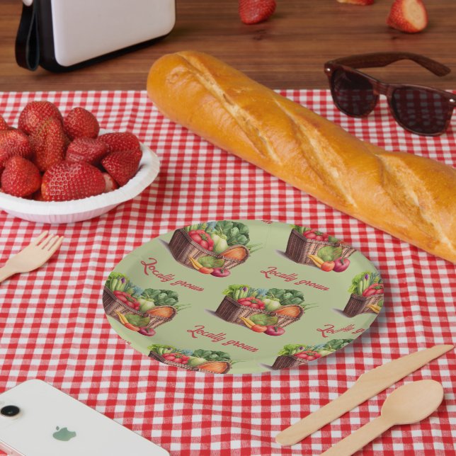 Farmer's Market Locally Grown Baby Shower Paper Plates (Picnic)