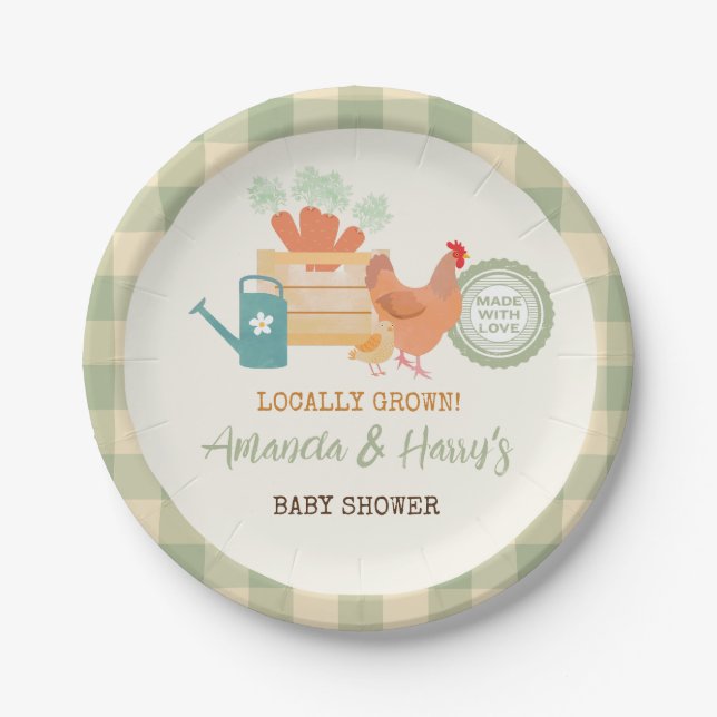 Farmer's market Locally grown baby shower Plate (Front)
