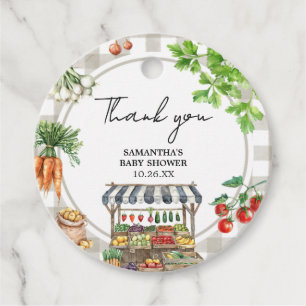 Farmers Market Locally Grown Baby Shower Round Favor Tags