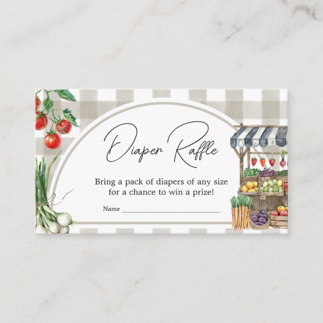 Farmers Market Locally Grown Diaper Raffle Enclosure Card (Front)