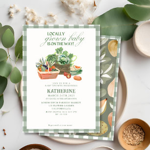 Farmers market locally grown green baby shower invitation