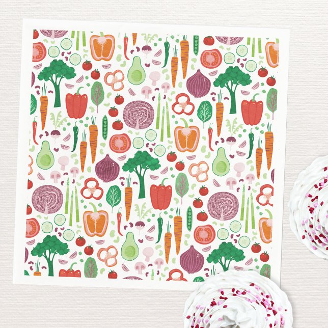 Farmers Market Locally Grown Vegetable Napkins (Vegetable pattern Farmers Market Locally Grown party paper napkins)