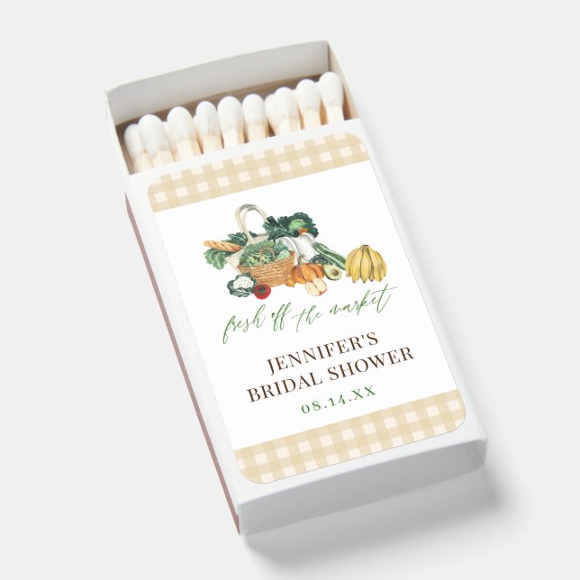 Farmers Market Off The Market Bridal Shower Favors Matchboxes (Front Open)
