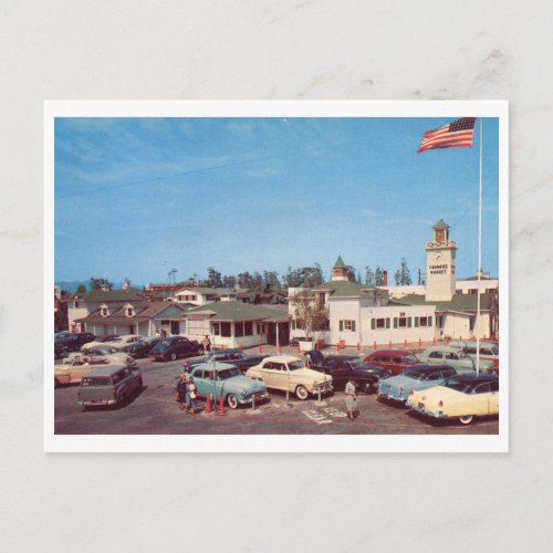 Farmers Market Old Cars Los Angeles Vintage Postcard