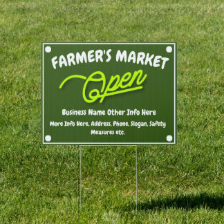 Farmer's Market Open or Any Name Open Green Advert Sign