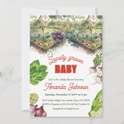 Farmers Market Organic Locally Grown Baby Shower Invitation