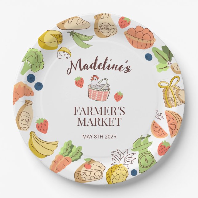 Farmer's Market Party Farm Fresh Produce Paper Plates (Front)