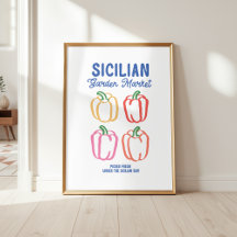 Farmer's Market Peppers Kitchen Wall Art